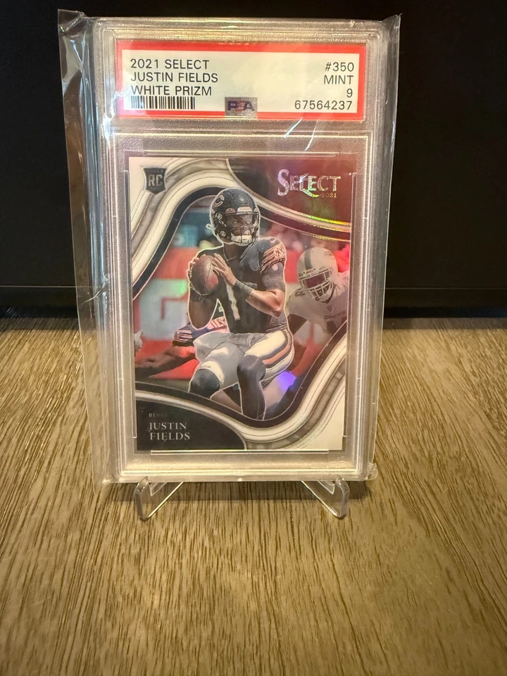 2021 Select #350 Justin Fields White Prizm /35 PSA 9 - Image 1 of 3