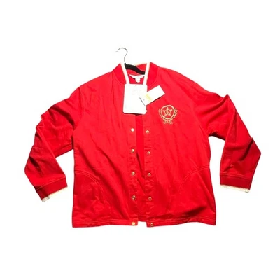  Chaqueta roja para mujer Blast - L - Botón a presión frontal - Bolsillos universitarios Preppy - Nueva con etiquetas Foto 1 de 4