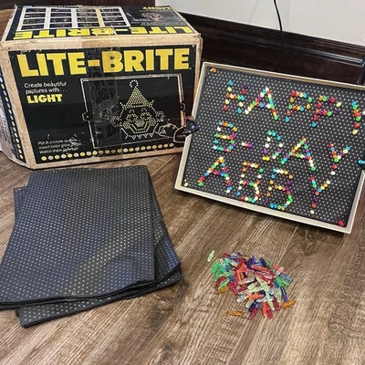 Vintage Original 1990 LITE BRITE Hasbro Light Bright w/ Pegs & Sheets - Image 1 of 4