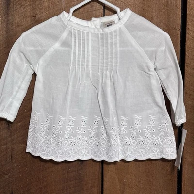 Blusa Top Oshkosh Baby B’gosh Manga Larga Floral Ojales 3 Meses BOHO Blanca Nueva con Etiquetas Foto 1 de 4