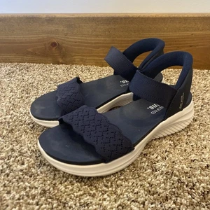 Skechers Slipper Ultra-Flex Strick Komfort Sandalen Feelin' Pretty Blau Damen 8 - Bild 1 von 6