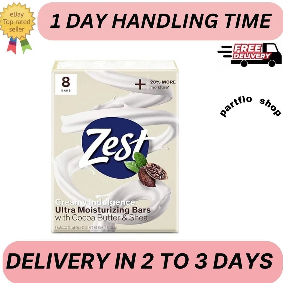 Zest Cocoa Butter & Shea Bar Soap, for All Skin Types, 4 oz, 8 Bars - Image 1 of 1