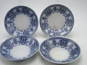 4 Antique English Wm Adderleys Laurier Dessert Bowls 5 1/4in flow blue - Picture 1 of 4