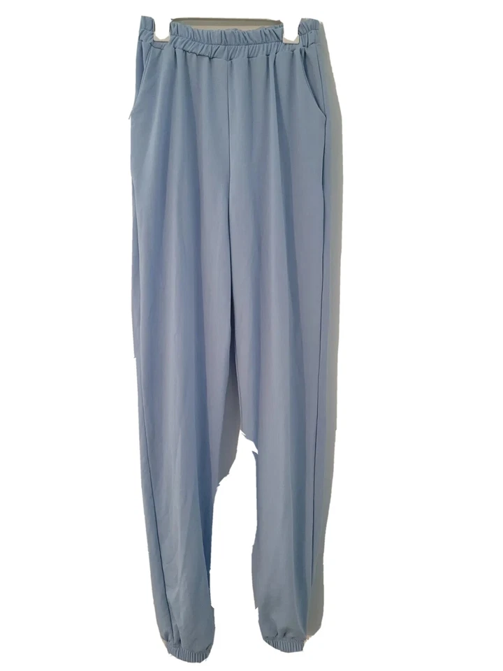 Pantalones de chándal Missguided para mujer talla 4 altos azules pierna cónica bolsillos cintura alta Foto 1 de 4