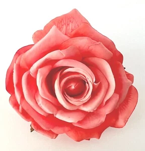 5" Koralle Rosa Rose Seide Blume BROSCHE Anstecknadel Hochzeit Tanz Party - Bild 1 von 2