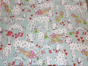 Spot On Love by Alexander Henry Dalmatian Dogs on Blue Cotton Fabric Sold BTY - Picture 1 of 4