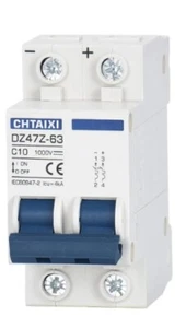 DC - Miniature Circuit Breaker 2 Pole 1000V 10 Amp Isolator for Solar PV System - Picture 1 of 7