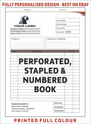 PERSONALISED A5 INVOICE BOOK / PAD PRINT / NCR / DUPLICATE  RECEIPT BOOK / BEST  - Image 1 of 4