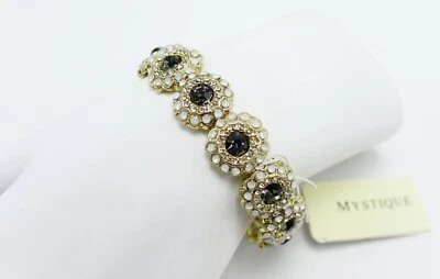 Шикарный новый золотой кристалл со стразами эластичный браслет от MYSTIQUE новый с Ярлыками #B1404 - Изображение 1 из 3