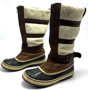 Sorel Stiefel Lammfell Fleece Helen of Tundra Damengröße 9 braun Leder Sherpa - Bild 1 von 7