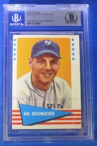 HAL SCHUMACHER d. 1993 Beckett authenticated/slab auto signed 1961 Fleer Giants - Picture 1 of 2