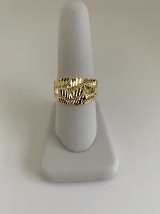 14k Solid Yellow Gold NUGGET Design Handmade Fashion Man's Ring--Size:10--6.3 Gr - Picture 1 of 12