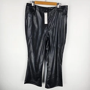 Black Friday Pants Womens Size 16 Black Faux Leather Bootcut Leg Pockets NWT - Picture 1 of 8