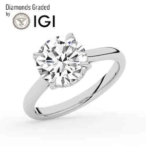 Runder Solitär Labgrown Diamant Verlobungsring Platin 2,10 ct - Bild 1 von 20