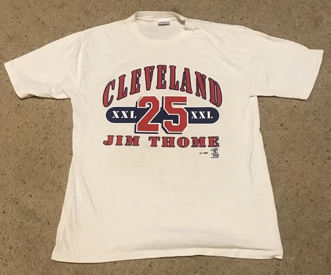 Vintage 2000 Cleveland Indians Jim Thome White T Shirt Mens Size L (44) Cover