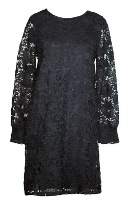 Vestido H&M XS Negro Encaje Cambio Manga Larga Funda Mangas Transparentes Floral Fiesta Foto 1 de 4