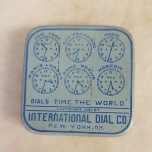 VINTAGE INTERNATIONAL DIAL COMPANY WATCH DIAL TIN NEW YORK - Picture 1 of 3