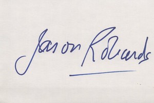 Jason Robards signed 4x6 index card in-person