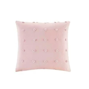 2 almohadas cuadradas Urban Habitat Brooklyn algodón Jacquard pom pom en rosa UH30-2175 - Imagen 1 de 7