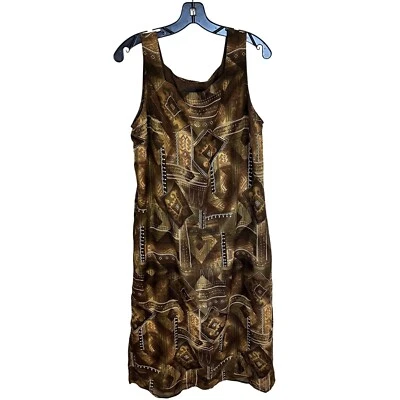 Vestido de Colección Para Mujer Sin Mangas Geométrico Marrón Anthony Mark Hankins XL 90s Foto 1 de 4