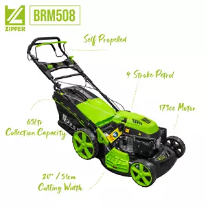 Zipper 20" Petrol Lawn Mower - BRM508 Self Propelled 173cc 4.8HP - Picture 1 of 14