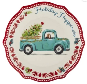 Pioneer Woman Christmas Holiday Appetizer Plate DOG TRUCK 6.5” Retired HTF - Picture 1 of 1