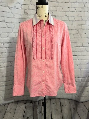 Robert Graham Pink Cotton Silk Paisley Floral Button Down Shirt Blouse Top - Image 1 of 4