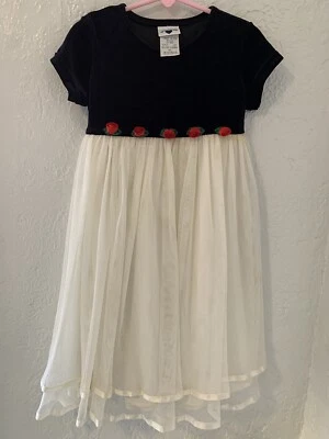 Hartstrings Dress Girls 4 T Black Shot Sleeve Stretch Velvet Tulle Holiday Party - Image 1 of 4