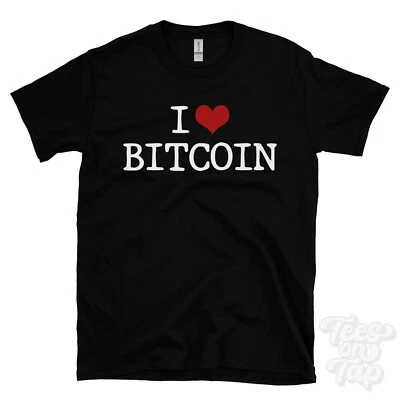 I LOVE BITCOIN T-SHIRT heart cryptocurrency finance digital currency blockchain - Image 1 of 2