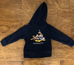 Disney World Navy Fleece Sweatshirt Kids Youth XS; Mickey Pluto Donald Goofy - Picture 1 of 5