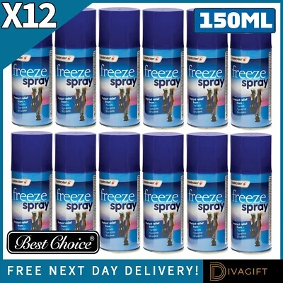12 x DEEP FREEZE SPRAY 150ML INSTANT MUSCULAR PAIN RELIEF SPRAINS TWIST FREEZING