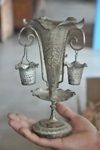 Old Copper Handcrafted Unique Shape Engraved Flower Vase/ Pot - Picture 1 of 8
