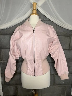 Chaqueta Vintage Años 80 Comint Cuero Real Rosa Talla 9/10 Hecha en Argentina Foto 1 de 4