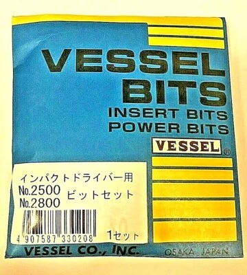 VESSEL Impact Screwdriver Bits Heavy Duty 4 Pcs JIS Set No.2500 Japan Import - Image 1 of 4