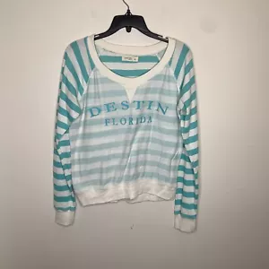 Camisa de manga larga Ocean Drive para mujer M azul/blanca a rayas Destin Florida - Imagen 1 de 7