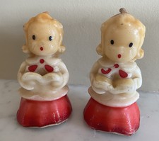 Gaybrite Vintage Retro Christmas Carol Singer Candles A Pair 3 Inches Talk Xmas