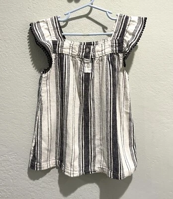 Blusa Top Cater’s Niños Niñas Gris Rayas Manga Gorra Cuello Cuadrado Lino Talla 6Y Foto 1 de 4