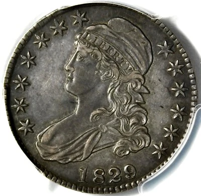 🇺🇸🌚❤️🤍💙🪙PCGS AU50 1829/7 BUSTO TAPADO MEDIO DÓLAR Foto 1 de 3