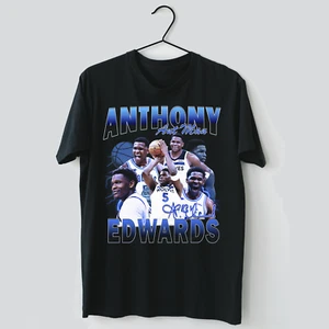 Anthony Edwards Ant Man Basketball Wolves Vintage Retro Unisex Black T Shirt - Picture 1 of 7