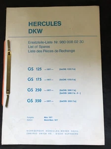 Ersatzteilliste Hercules DKW GS 125 175 250 350 März 1977 - Bild 1 von 1