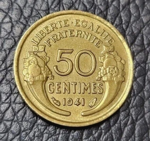 1941 France 50 Centimes Coin - Picture 1 of 2