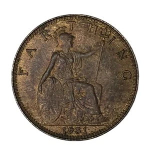 1931 Great Britain Farthing KM825 R/B UNC # - Picture 1 of 2