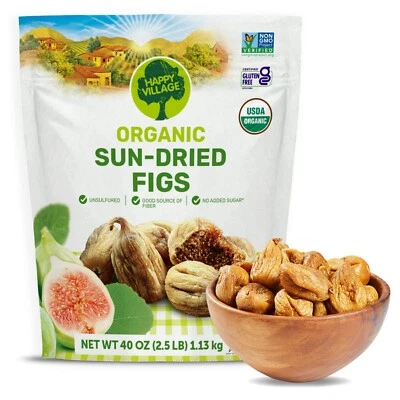 Happy Village Organic Sun Dried Smyrna Figs 40 Oz New Free Shipping - Image 1 of 4