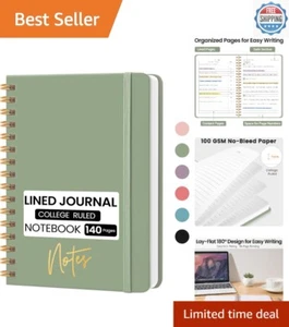 Luxury Green A5 Spiral-Bound Journal - 140 Pages for Smooth Writing Experience - Picture 1 of 8