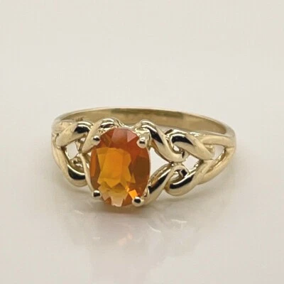 Anillo vintage T&C Town & Country turmalina y oro de 14k banda trenzada - talla 7,5 VR. Foto 1 de 4