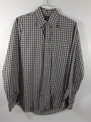 Lands End M Mens Button Shirt White Striped 15.5-36 Work Cowboy Rodeo Western - Image 1 of 4