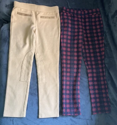 Lote de 2 Leggings Calça Gymboree Xadrez Vermelho Marrom Tamanho 7 Meninas Pull-On Stretch - Imagem 1 de 4
