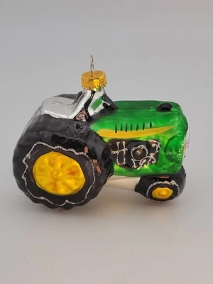 Adorno de árbol de Navidad verde tractor vidrio soplado a mano 4"x3" agricultura agricultura  Foto 1 de 4