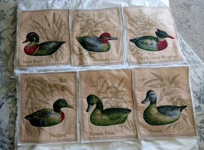 Vintage Duck Fabric Panels with Felt Backing Lot Of 6-11 X 13.5 inch - Image 1 of 4
