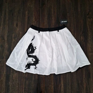 Hot Topic Dragon Skirt Womens Small Black And White Split Pleat Goth Cosplay A3 - Picture 1 of 12